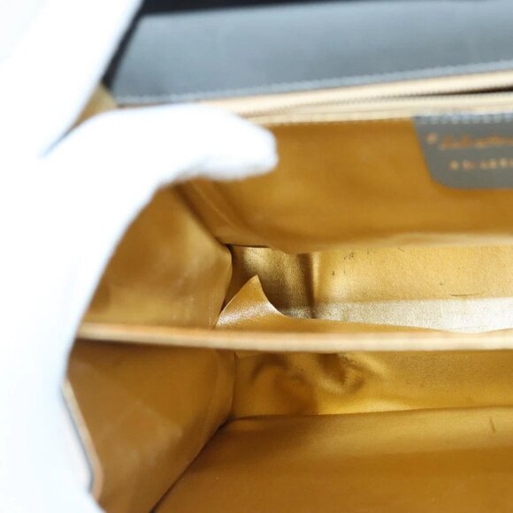 Salvatore Ferragamo Hand Bag Leather Gray Gold Auth bs18987 - Picture 6 of 16